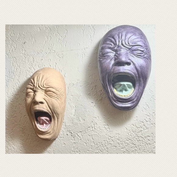 X3 (3) Screaming faces hand painted - asking price is firm - Picture 2 of 16